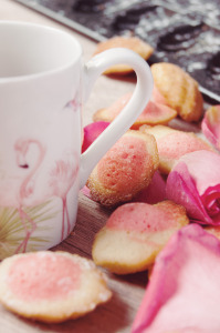 Madeleines bicolores sans gluten à la rose 
©Photographie et stylisme culinaire Qui a volé les tartes ?